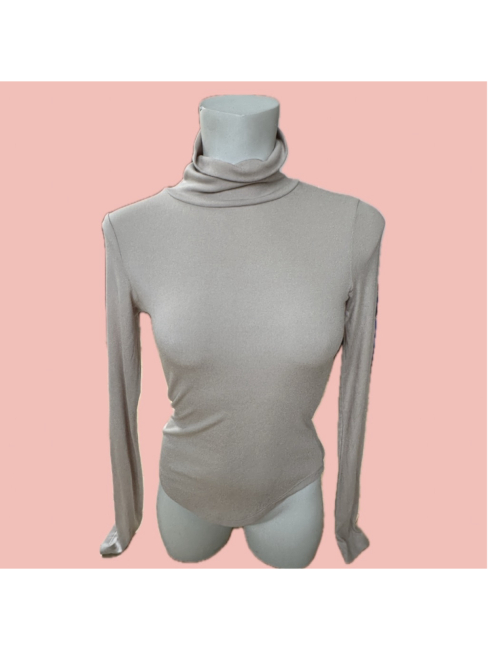 Aritzia Talula Beige Turtleneck Bodysuit Size S – Minimal Soft Stretch